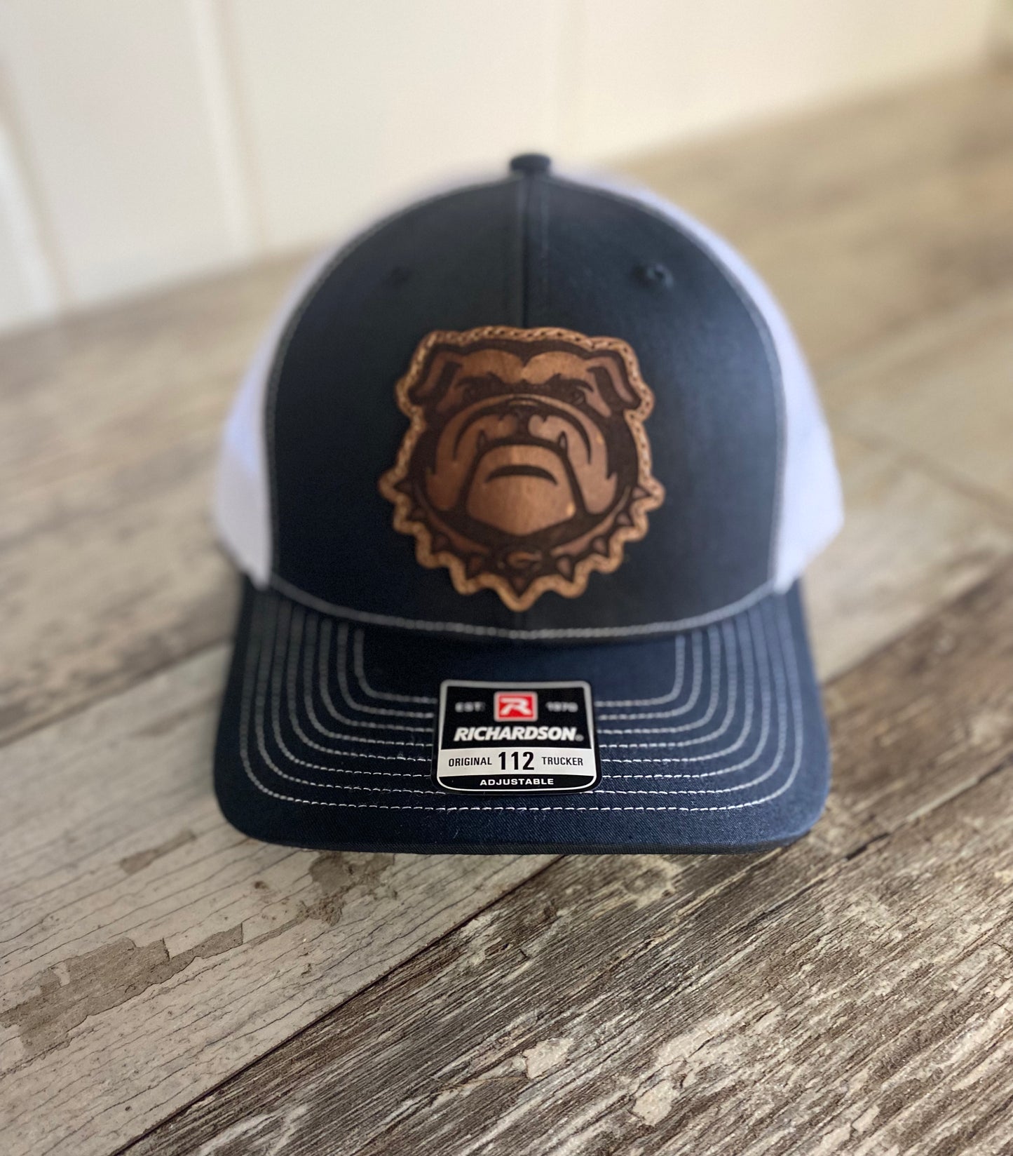 Black/White Richardson 112 w/ UGA Leather Patch