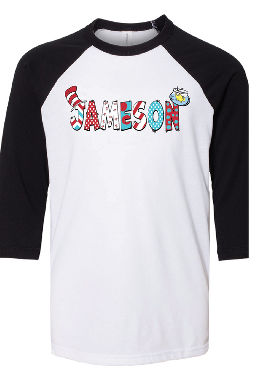 Dr Seuss Custom Name Design Raglan