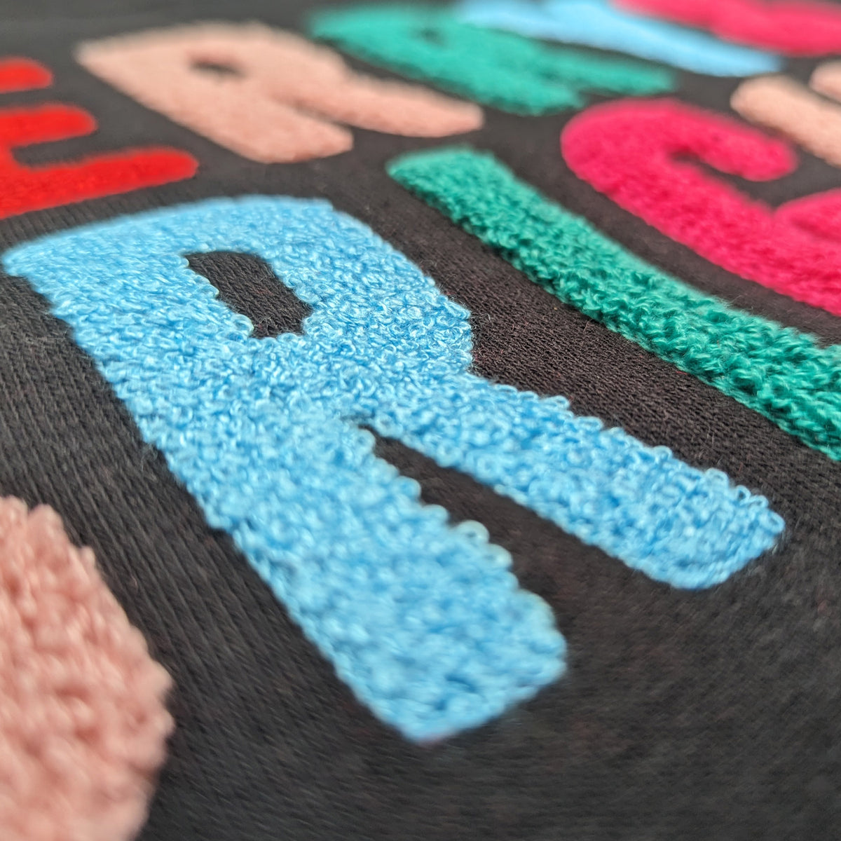 Merry & Bright Chenille Multi Color Applique Cozy Fleece