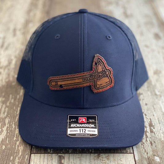 Navy Richardson + Chopper (Upcycled Glove Leather) Red Stitching