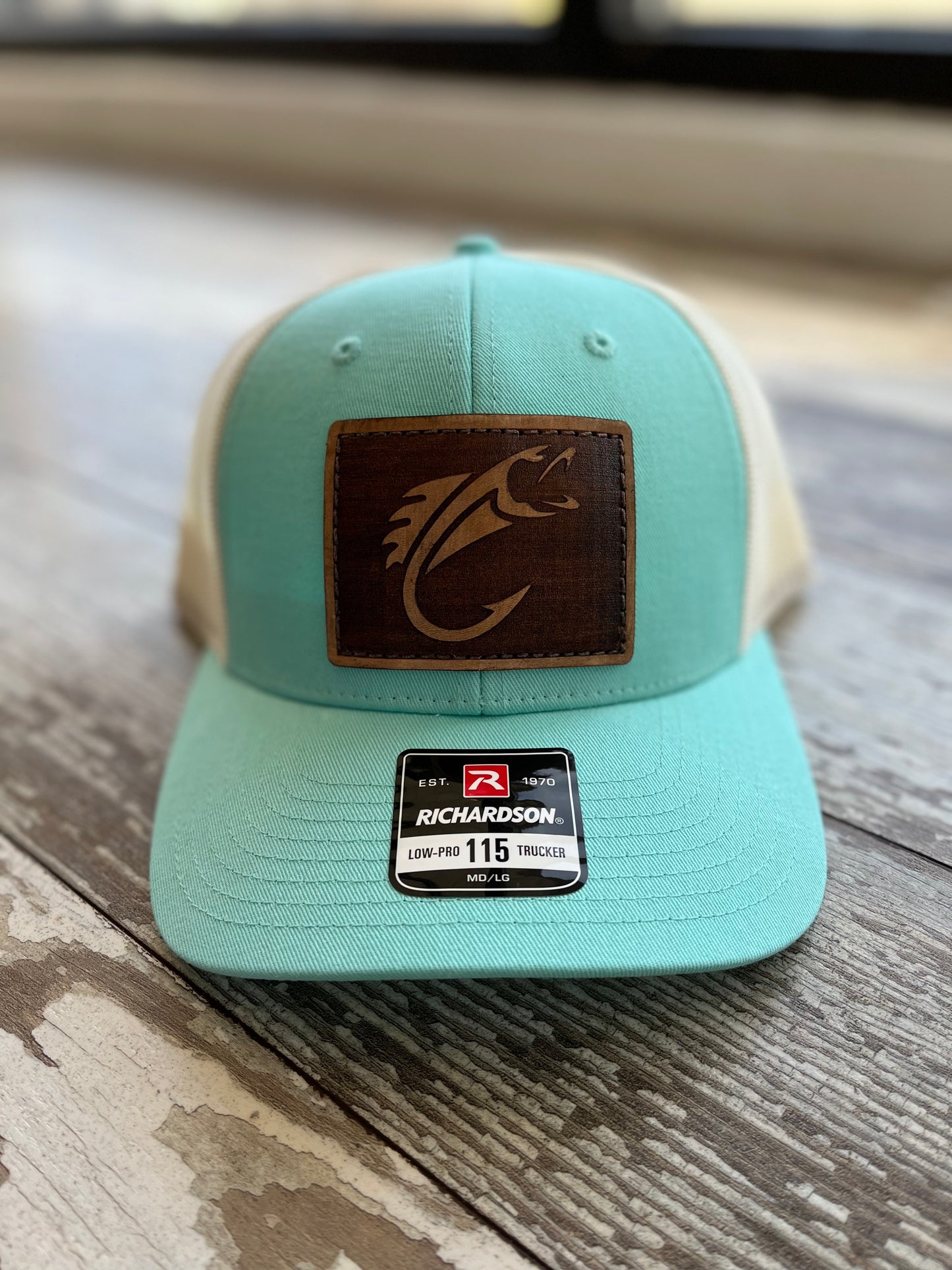 Fish Hook (Centered) Leather Patch Only
