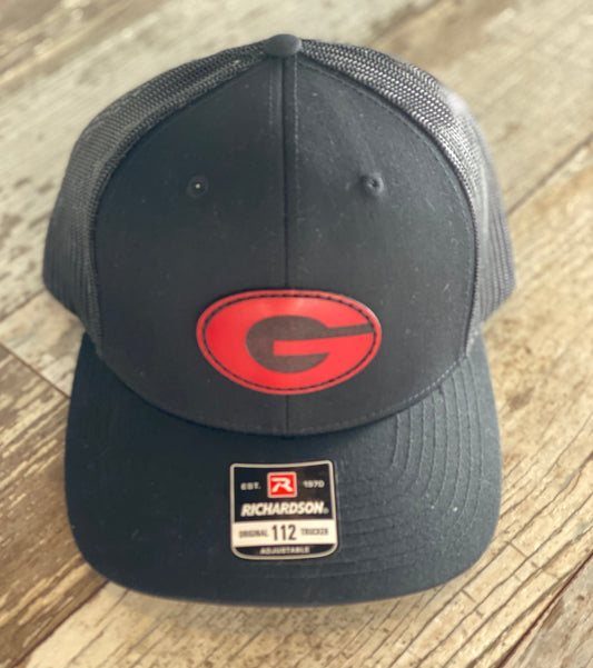 Red Leather Oval G Leather Patch Only