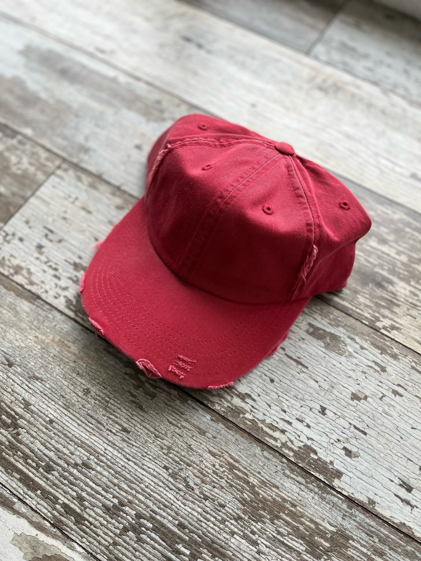 Red Distressed Full Twill